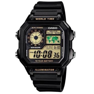 Imagem de Relógio CASIO masculino world time AE-1200WH-1BVDF