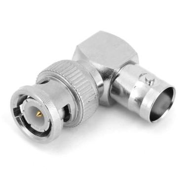 Imagem de 5 Peças Conector Bnc de Latão Premium Macho para Fêmea, Adaptador de Fio de Cabo Coaxial Em Forma de L de 90 Graus Com Transmissão de Sinal Estável, Prata