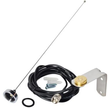 Imagem de HYS Antenas NMO 2M VHF-Band para porta-malas/furo amador 144 mhz (136-174 MHz) com orifício de suporte em L de aço inoxidável e cabo coaxial RG-58 de cerca de 4 m para rádios móveis Motorola Icom