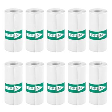 Imagem de 10 rolos de papel adesivo térmico para mini impressora de bolso, papel autoadesivo para impressora térmica de 55 x 25 mm para refil de adesivos para câmeras instantâneas infantis (branco)