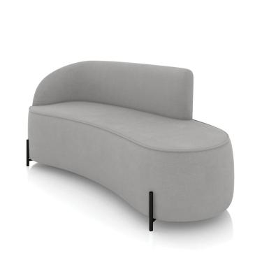 Imagem de Sofá 3 Lugares Orgânico 180cm Pé Ferro Preto Morgan Suede Cinza D03 - D`Rossi