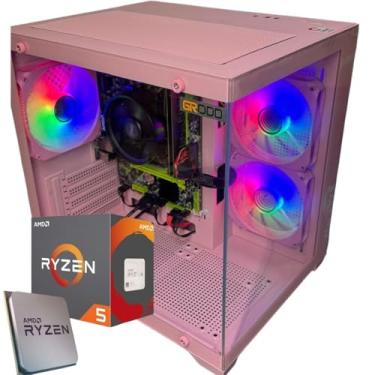 Imagem de Pc Gamer Rosa Aquario AMD Ryzen, com 16GB ddr4, SSD Sata 480Gb, Fonte 500w - PROCESSADOR A ESCOLHER (RYZEN 5 5600GT)