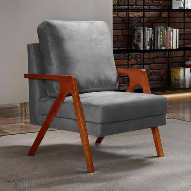 Imagem de Poltrona Kiara Decorativa Moderna Confortável Sala Recepção Flecha Cinza