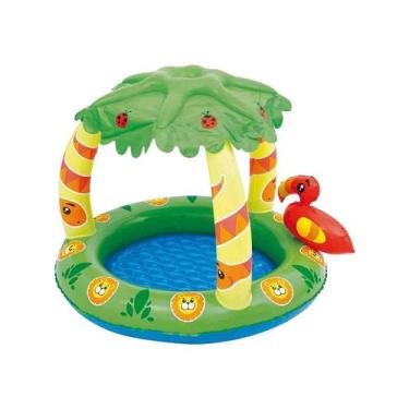 Imagem de Piscina Inflável Infantil de Plástico 45 Litros Com Guarda-Sol Tropica