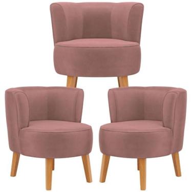 Imagem de Jogo 3 Cadeiras para Sala de Espera Aconchegante Tecido Veludo Ergonôm