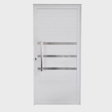 Imagem de Porta Lambril de Alumínio Esquerda 210 x 90cm com Friso Linha Veneza Esquadrias Bergamo