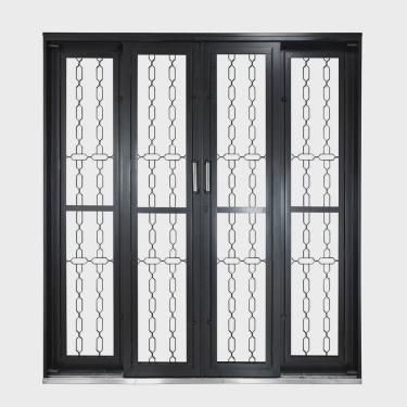 Imagem de Porta de Correr de Aço 215x200cm Pantografica Grade Elo Ideal Crv Esquadrias Preto