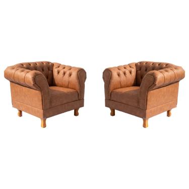 Imagem de Duas poltronas Chesterfield Capitonê Duque eco Caramelo Decoração, Recepção, Salas de Tv e Estar