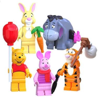 Imagem de Kit 5 Bonecos Blocos De Montar Ursinho Pooh E Sua Turma
