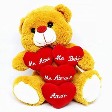 Imagem de Urso de Pelucia com 4 Coracoes Frases 25cm Colors
