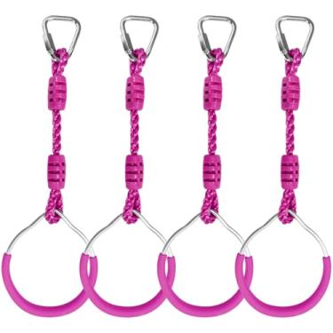 Imagem de Swing Gymnastic Rings Hanging Ninja Monkey Bars Obstacle Rings, Jungle Gym Slackline Climbing Ring Outdoor Indoor Home Gym Backyard Playground Play Sets Training Equipment for Kids Adults - 4 Purple