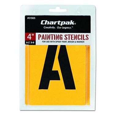 Imagem de Chartpak Estêncil de pintura de letras e números, A-Z e 0-9, 10 cm A, 35 por pacote (01565)