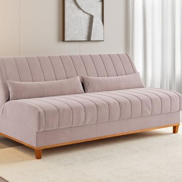 Imagem de Sofá Cama 180cm Reclinável 3 Lugares Rosa