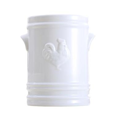 Imagem de WAIT FLY Porta-utensílios de cozinha de porcelana de galo em relevo organizador de talheres para decoração de balcão de cozinha de bancada - branco