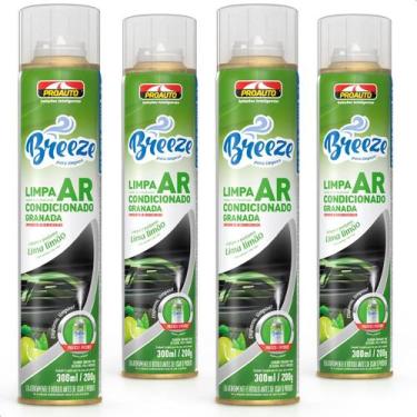 Imagem de Kit 4 Limpa Ar Condicionado Carro Breeze Lima Limão Proauto 300ml