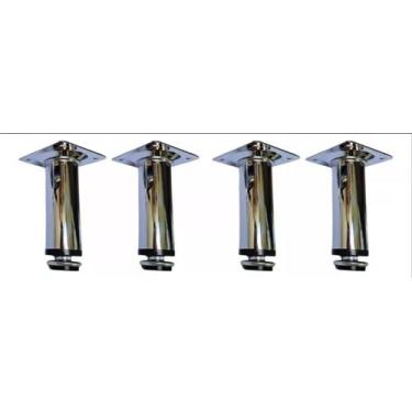 Imagem de KIT 04 Pés Regulável P/ Móveis Aço Inox 10cm Cromado - Ralph Couch