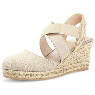 Imagem de mysoft Sandálias Femininas De Salto Fechado Com Tira Elástica Cruzada No Tornozelo E Plataforma, Alpargatas E Salto Alto