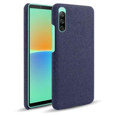 Imagem de Capa para Sony Xperia 10 IV,Capa desenhada em lona,Case Protetora Ultrafina com Empunhadura Macia,Design em Tecido Antichoque e Antiarranhões-Blue