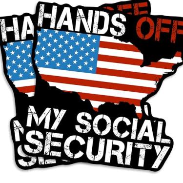 Imagem de Hands Off My Social Security Magnet - Bandeira Patriótica dos EUA - Proteção - Geladeira exclusiva - Presente divertido - Material durável para caixa de ferramentas de carro, caminhão, qualquer