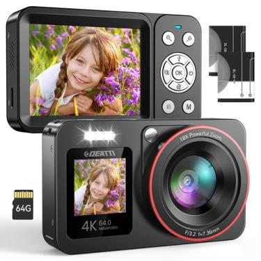 Imagem de Câmera digital DEATTI FHD 4K 64MP com telas duplas 64GB 2 baterias