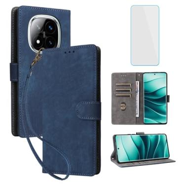 Imagem de IUQXU Capa carteira para celular Xiaomi Redmi Note 14 Pro 4G com protetor de tela [bloqueio RFID] Suporte para cartão flip com suporte para celular feminino e masculino para Redmi Note14 Pro 4G Note