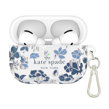 Imagem de kate spade new york Capa protetora para AirPods Pro com chaveiro – azul canteiro de flores, compatível com AirPods Pro 2ª/1ª geração