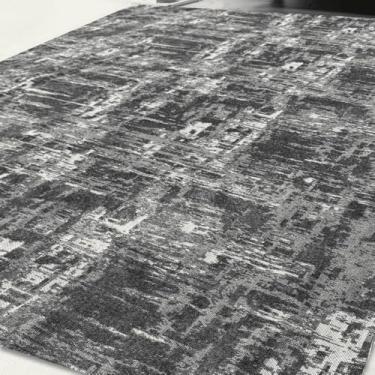 Imagem de Tapete 2,50 m x 1,35 m Antiderrapante Geométrico Sala Escritório Quarto(Obra de Arte Cinza)