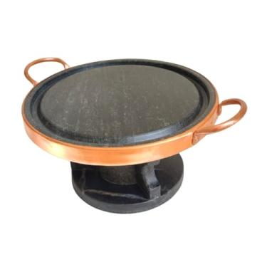 Imagem de Kit Fondue Grelha De Carne 22 cm Pedra Sabão Com Fogareiro