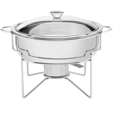 Imagem de Rechaud Tramontina Redondo 4,3l Inox Tampa Vidro Fogareiro Banho Maria