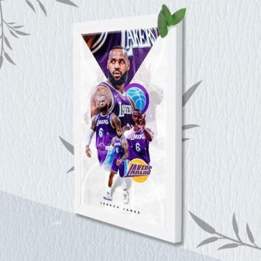 Imagem de Quadro Decorativo Lebron Lakers + Vidro 33x25 Sala Escritório - Estaçã
