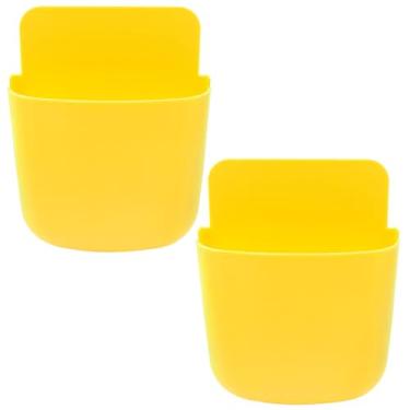 Imagem de AYLIFU Suporte de controle remoto de parede para TV amarelo 115 * 80 * 25 mm/4,5 * 3,1 * 0,98 polegadas para TV controle remoto caneta chave escova de dentes 2 peças (amarelo)