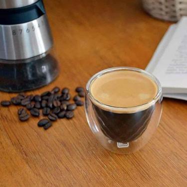 Imagem de Kit 4 Copos de Vidro Duplo - 80ml copo parede dupla café e chá conjunt