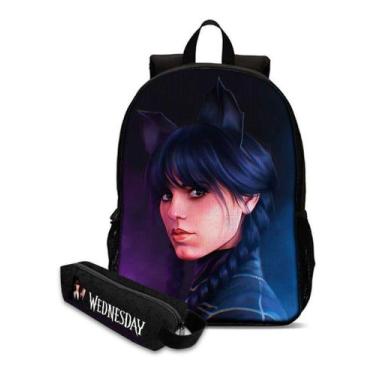 Imagem de Infantil Feminina Mochila Escolar Gótica com Estojo Estilo Wandi Estam