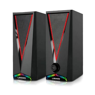 Imagem de Caixa De Som Gamer Lehmox LEY-1874 Led RGB 5W*2 USB Para PC 1,5M Preto - LEY-1874