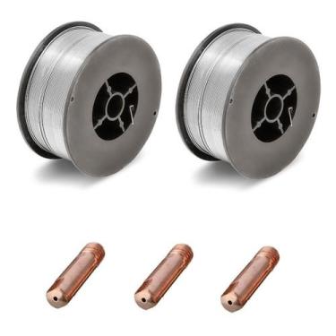 Imagem de Kit Arame Solda Mig Revestido Uso Sem Gás 0,8mm E71t-sg Rolo 1kg - Gal