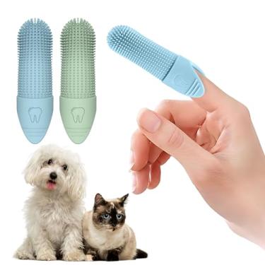 Imagem de Jack & Milo Pacote com 2 escovas de dentes de silicone macio para animais de estimação, escova de dentes suave para cães pequenos, filhotes e gatos, cuidados bucais seguros para bebês e animais de