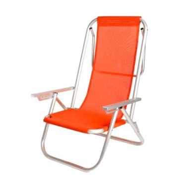 Imagem de CADEIRA DE PRAIA ATÉ 150KG PISCINA PESCA CAMPO E JARDIM 5 POSIÇÕES REFORÇADA - LARANJA