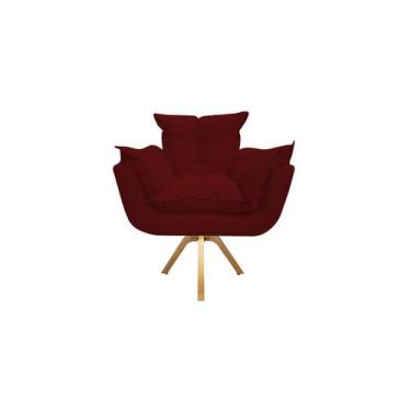 Imagem de Poltrona Decorativa Opala Base Giratória Suede Marsala Ms Decor - Mans