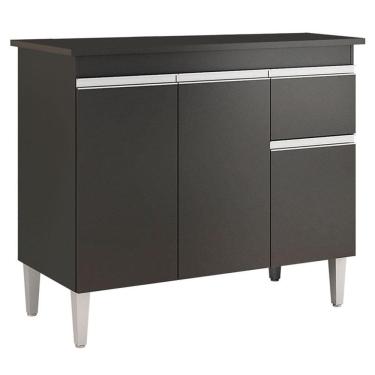 Imagem de Balcão de Cozinha Tatiane com Tampo 100cm Preto Fosco - AJL