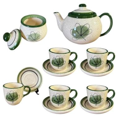 Imagem de Bule, Açúcareiro e 5 Xícaras Com Pires Para Tomar Café Feito de Cerâmica