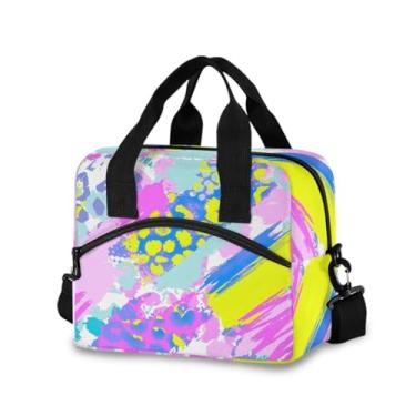 Imagem de Joisal Lancheira abstrata caótica com estampa de leopardo grunge para mulheres e homens, lancheira reutilizável para meninas adolescentes