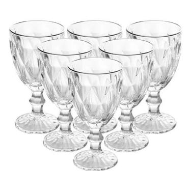 Imagem de Jogo de 6 Taças Diamond 260ML 340ML Vidro Transparente Água Drink Suco Bebida Coquetel Bico de Jaca(240ml)