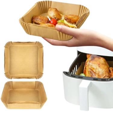 Imagem de Papel Manteiga Para Air Fryer 50 Unidades 16x16cm Antiaderente Biodegradável Para Fritadeira Forno E Micro-ondas