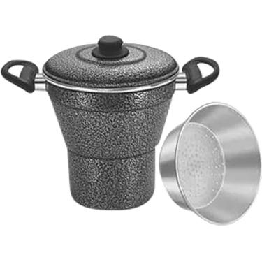 Imagem de Cuscuzeiro com Cesto Cozimento de Legumes a vapor legumeira diversos tamanhos Polida e Craqueada(CRAQUEADO)