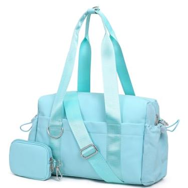 Imagem de ERTUNA Mini bolsa de ginástica para mulheres 2.0, bolsa pequena com compartimento com zíper, impermeável, bolsa de viagem fofa, bolsa de mão esportiva para exercícios com alça de ombro removível e