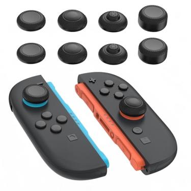 Imagem de PlayVital Punhos de polegar profissionais 8 em 1 para Nintendo Switch 2 | 4 tampas de joystick de altura (5-10 mm) para FPS/RPG | Acessórios de capa de silicone de design ergonômico para Joycon 2
