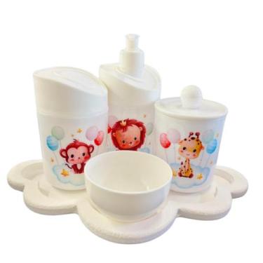 Imagem de Kit Higiene Baby Safari Menino e Menina c/bandeja em MDF - Dóia Kids, 