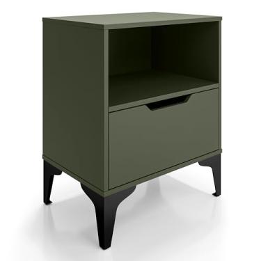 Imagem de Mesa de Cabeceira com 1 Gaveta Corrediça Telescópica Nicho Base de Aço Industrial - LH Móveis (Verde/Pé Preto)