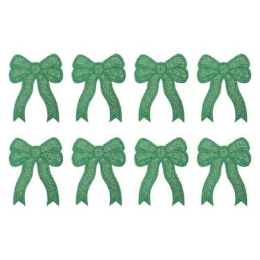 Imagem de YELARXI Aplique bordado com laço de glitter, aplique bordado de lantejoulas, adequado para jeans, jaquetas, roupas femininas, chapéus, mochilas (pacote com 8, verde)