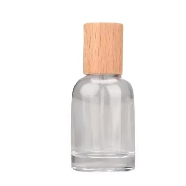 Imagem de SCOLAND Frasco de perfume de vidro de 50 ml, tampa de madeira, dispensador de subfrasco de névoa fina, atomizador, recipiente cosmético essencial para viagem, Leve, 1.7 Ounces